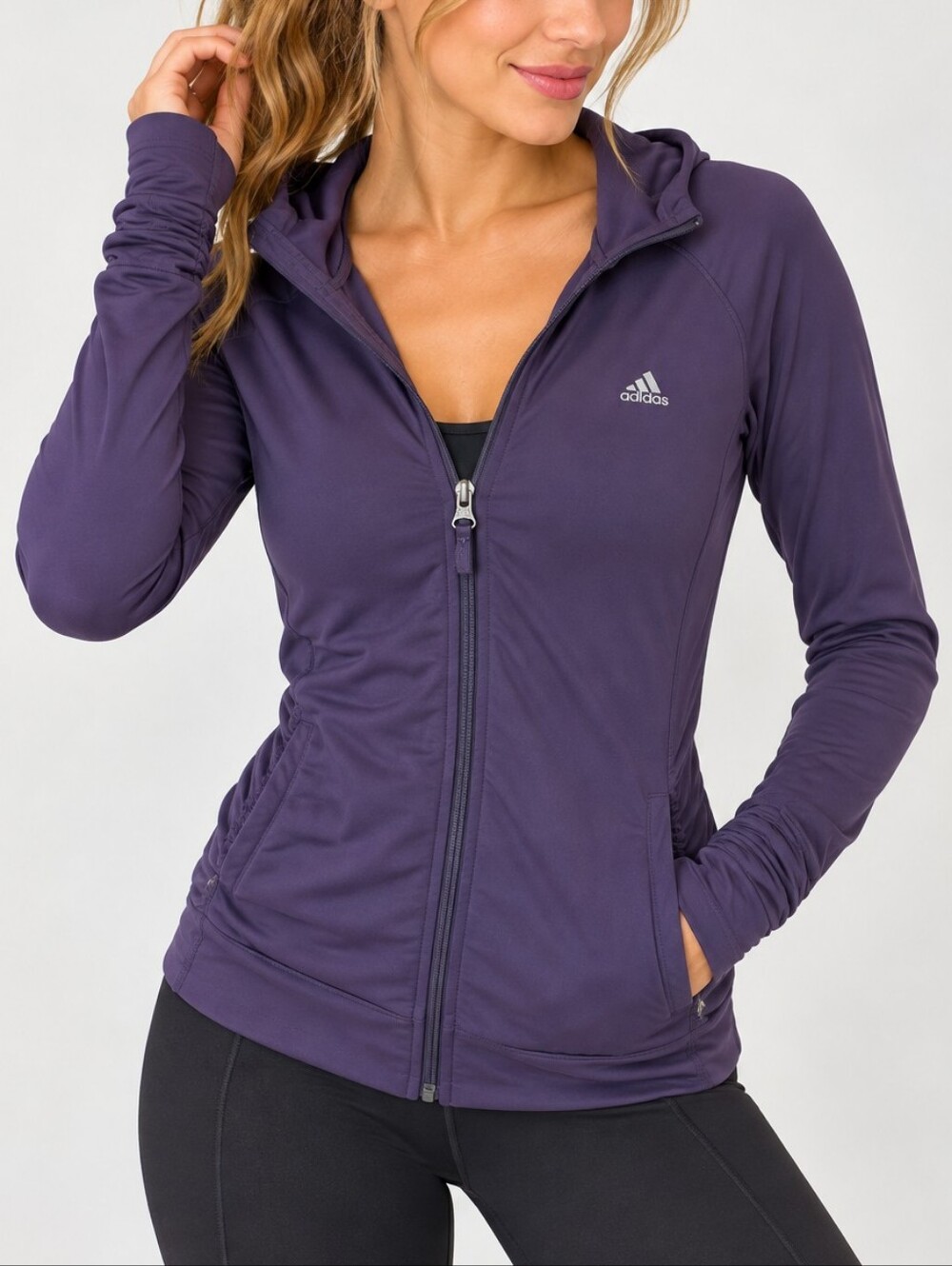 ADIDAS | Women’s Muted Purple Climalite Fitted Zip-Up Hoodie Jacket Size S